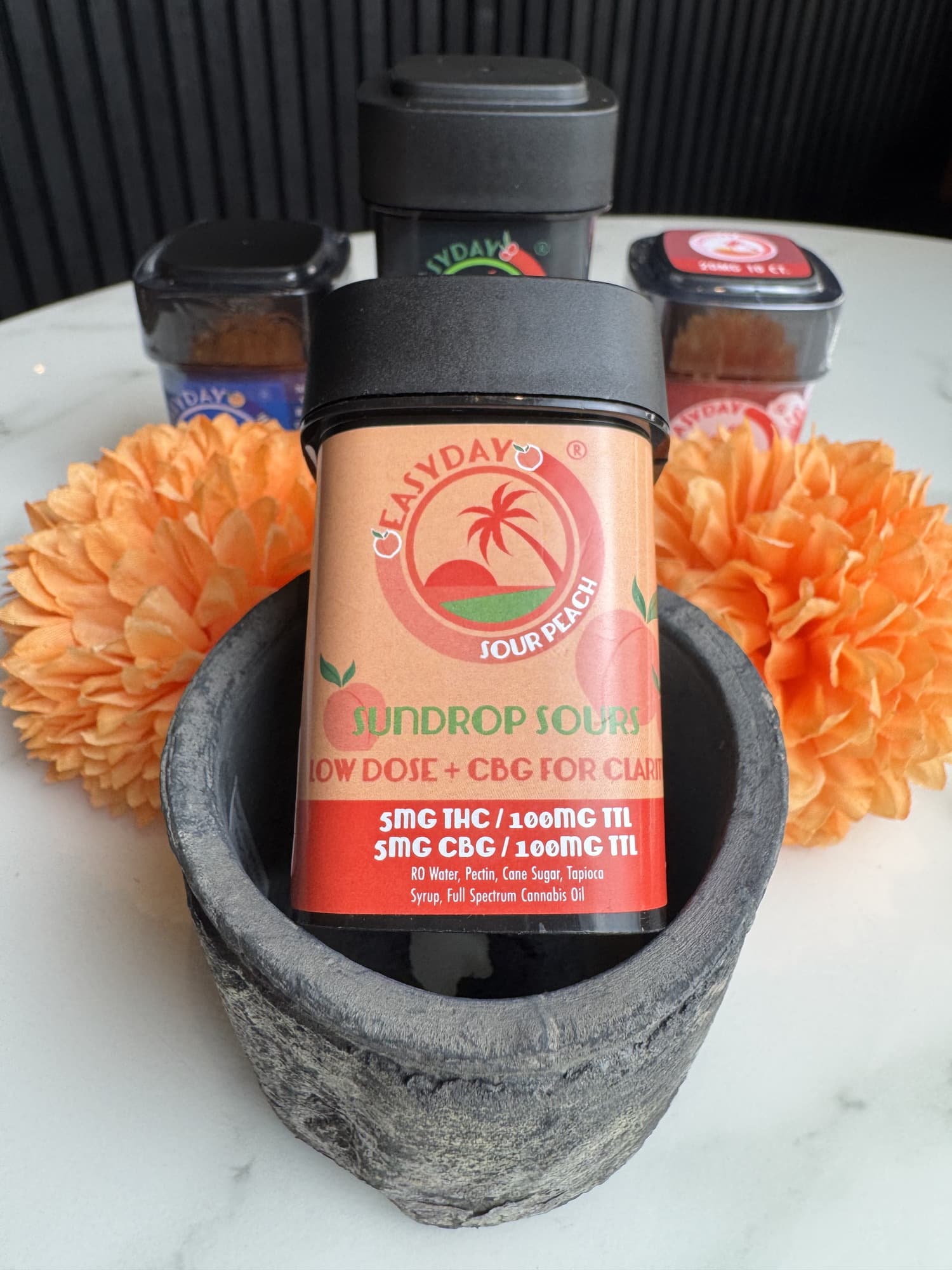 Sour Peach Chews 1:1 | 100mg | 5mg THC : 5mg CBG | 20pk