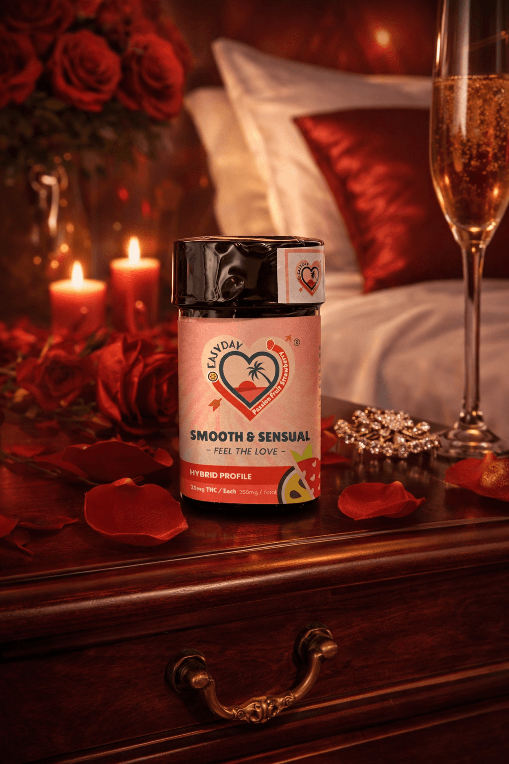 Smooth and Sensual | Passionfruit Strawberry Chews | 250mg THC | 10pk